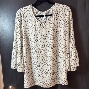 Elle Cream and Black Patterned Blouse